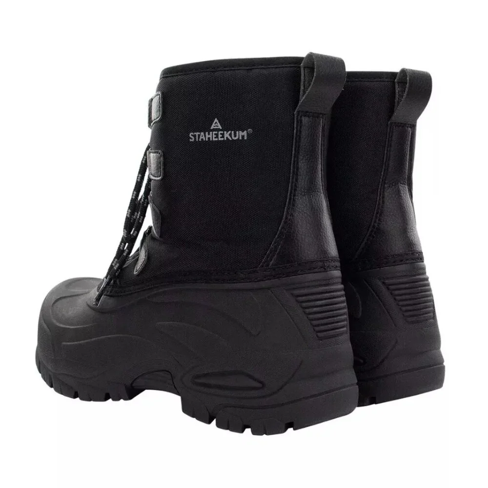 Staheekum Men's 8 Winter Snow Boots Waterproof Insulated Outdoor Faux Fur Black